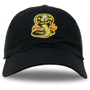 Ripple Junction Cobra Kai Dad Hat Embroidered Dojo Logo Adjustable Baseball Cap Officially Licensed Black