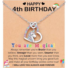 UNGENT THEM Happy 4th/5th/6th Magical Birthday Gifts for Girls, Unicorn Necklace Bday Presents