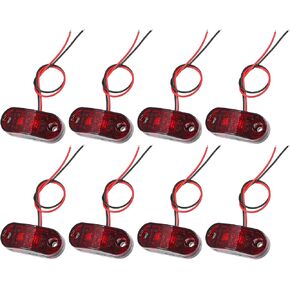 LED Truck LED أضواء 24V المطاط البيضاوي مقاوم للماء | Marker Lights Red 8 PCS
