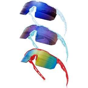 KesaPlan Kids Baseball Sunglasses, Youth Sports Sunglasses for Boys Girls 3-12 Sun Glasses for Cycling Running
