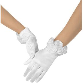 Short Satin Floral Gloves Elegant Wedding Dress Gloves for Opera Dinner Party Accessories