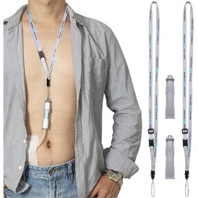 Peritoneal Dialysis Transfer Set Catheter Holder Accessories for Baxter. PD Lanyard Necklace Secure Shower Support. (2 Holders and 2 PCS Adjustable Neck Lanyards) (Gray) in Kuwait