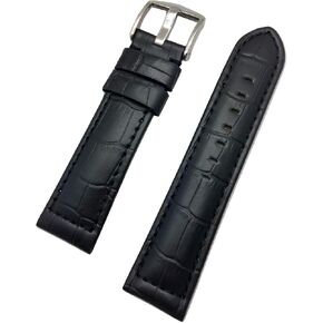 NewLife 24mm Long, Black Watchband Compatible with Panerai Watch | Alligator Crocodile Grain, Thick, Medium Padded Replacement Wrist Watchstrap Bracelet that brings to Any Watch (Mens Long Length)