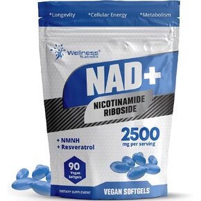 LiposomalNAD+ Supplement - Third-Party Tested NAD Softgels Nicotinamide Riboside Resveratrol - 2500mg Liposomal NAD Supplements for Women - Longevity Support - Made in USA