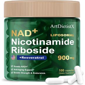 NAD Supplement, NAD Nicotinamide Riboside 900Mg for Men and Women, Liposomal Nicotinamide Riboside Resveratrol for Anti-Aging, High Purity NMN Supplements for Boost Energy, Focus - 100 Capsules