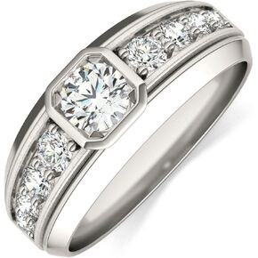 Moissanite Engagement Wedding Band Rings for Men, Eternity Moissanite Band Brilliant D Color VVS1 Clarity Lab Created Diamond Ring S925 Sterling Silver