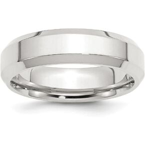 Solid 925 Sterling Silver 6mm Bevel Edge Band Band Band Ring Fit