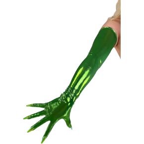 DooWay NAILS GLOVES Metallic 28" 70cm Extra Long Liquid Gold Shine Glow Touchscreen Smart Opera Glove for Cosplay Costume