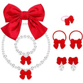 YANCHUN Bow Earrings Necklace Bracelet Gold Jewelry Set Trendy Bowknot Ribbon Pearl Choker Necklace Trendy Bow Stuff Jewelry Gifts