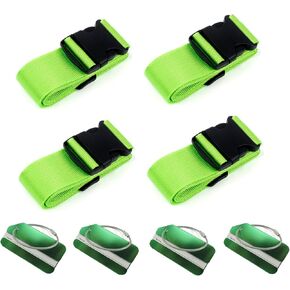 BoAn 8 Pack Luggage Straps and Tags Set, for TSA Approved, 4 Adjustable Suitcase Belt and 4 Luggage Tags with Name ID Card,Travel Accessories Green