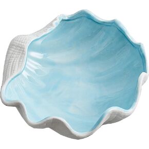 Large Shell Jewelry Dish Tray Ceramic Shell Ring Holder 6.7" x 7" x 2.4" inches Seashell Bowl Cute Jewelry Organize Key Storage Tray Decorative Trays for Home Decor Porcelain Jewelry Deco
