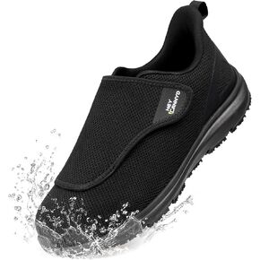 Diabetic Shoes for Men Wide Non-Slip Water-Resistant Orthopedic Slip On Walking Shoes Adjustable Closure Sneakers for Swollen Feet Neuropathy Relief, Arch Support