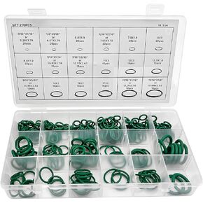 270 PCS Car AC O-Ring Kit ، 18 أحجام إصلاح تكييف الهواء النحاسي ، أختام حلقة ، غسارية ختم مضادة للتسرب على شكل O للسيارات ، المنزل ، ملحقات السيارات العالمية