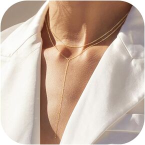 Lariat Necklace for Women, Long Chain, Drop & Layered Designs, Dainty Non-Tarnish Necklace