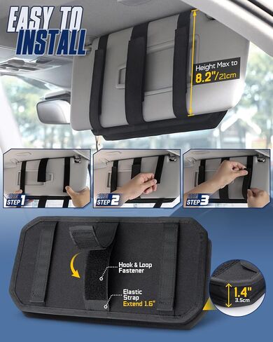 Wynex Molle Car Sun Visor منظم ، وملحقات للسيارات مع حقيبة تخزين Zipper و Clips Clip ، ولوحة Molle شبه الصخرية مع التصحيح للتروس التكتيكية ، وتلائم معظم المركبات ، وسيارات الدفع الرباعي ، والشاحنات in Kuwait