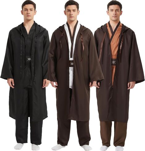 Men's Tunic Costume Hooded Robe Halloween Cosplay Adult Costume Knight Cloak Set With Pocket in Saudi Arabia