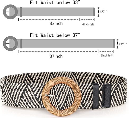 Women Belts For Dresses, Elastic Straw Rattan Waist Band With Large Buckle in Saudi Arabia
