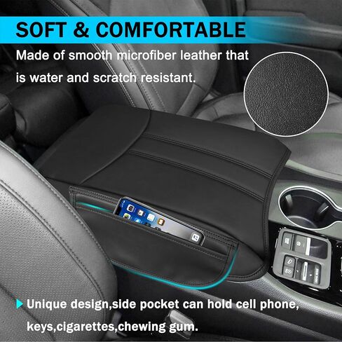 غطاء مسند ذراع Senshine لإكسسوارات Honda Pilot 2023 2024 2025 Center Console Cover Cover anti-scratch Leather Recorrest Decoration مع 2 جيوب جانبية للملحقات الداخلية للطيار هوندا (غرزة حمراء) in Saudi Arabia