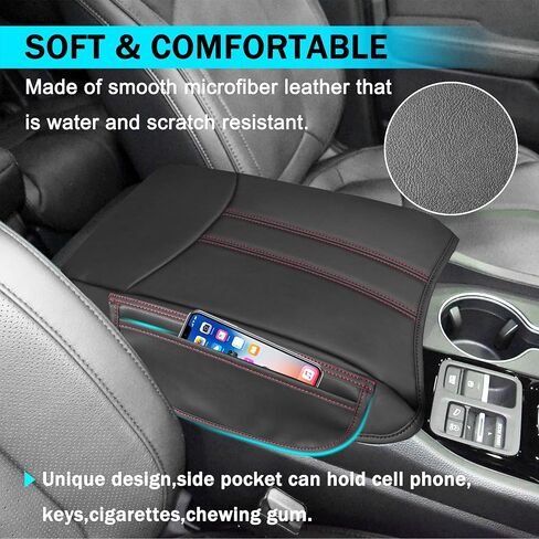 SENSHINE Armrest Cover for Honda Pilot Accessories 2009 2010 2011 2012 2013 2014 2015 Center Console Cover Anti-Scratch Leather Armrest Decoration for Honda Pilot Interior Accessories (Black Trim) in Saudi Arabia