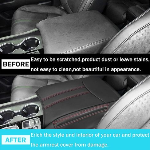 SENSHINE Armrest Cover for Honda Pilot Accessories 2009 2010 2011 2012 2013 2014 2015 Center Console Cover Anti-Scratch Leather Armrest Decoration for Honda Pilot Interior Accessories (Black Trim) in Saudi Arabia
