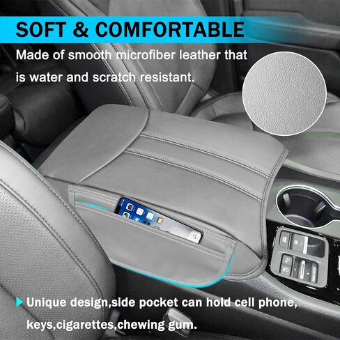 SENSHINE Armrest Cover for Honda Pilot Accessories 2009 2010 2011 2012 2013 2014 2015 Center Console Cover Anti-Scratch Leather Armrest Decoration for Honda Pilot Interior Accessories (Black Trim) in Saudi Arabia