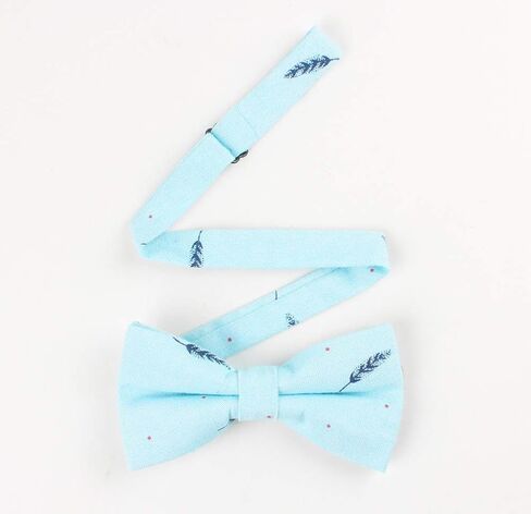Mens Big Boys Youth Skinny Tie Cotton Linen Lovely Birds Feather Printed Necktie in Saudi Arabia