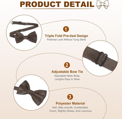 uxcell Bow Tie for Men, Adjustable Bow Ties with Pocket Square for Wedding, Parties, Dinner, and Business in Kuwait