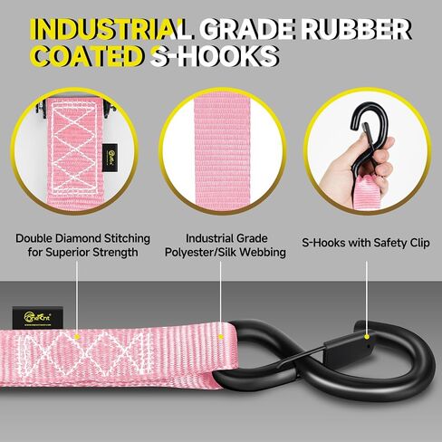 4Pcs 1.6"x16ft Heavy Duty Ratchet Straps with Padded Handles+Coated S Hooks+Soft Loop Tie-Downs-6000 Pound Break Strength for Ratchet Strap Tie Down Kit in Saudi Arabia