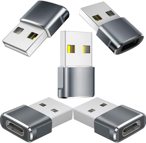 محول USB C أنثى إلى USB ذكر 5 حزم من النوع C إلى USB A محول للشحن/البيانات متوافق مع iPhone 15 Plus/Pro Max، iPad Pro/Air 4/Mini 6، Samsung Galaxy S24/S23/S22/S21، المزيد ( رمادي) in Kuwait