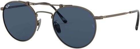 Ray-Ban Rb8147 Titanium Round Sunglasses, Demi Gloss Antique Gold/Grey, 50 mm in Saudi Arabia
