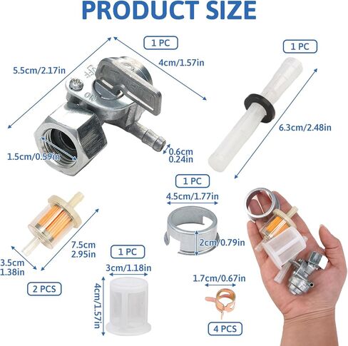Generator Fuel Tank Petcock Valve Kit, Female Thread Oil Switch Shut off Valve with Inline Fuel Filters Compatible with Predator 4000 4375 6500 8750 9000 Champion ETQ (M16×1.5mm) in Kuwait