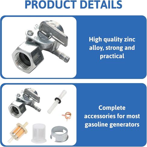 Generator Fuel Tank Petcock Valve Kit, Female Thread Oil Switch Shut off Valve with Inline Fuel Filters Compatible with Predator 4000 4375 6500 8750 9000 Champion ETQ (M16×1.5mm) in Kuwait