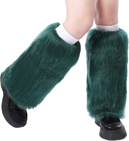 Women Furry Leg Warmers Colorful Neon Rave Fluffy Fur Leg Sleeve 80s التسعينات من القرن الماضي in Kuwait