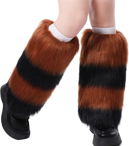 Women Furry Leg Warmers Colorful Neon Rave Fluffy Fur Leg Sleeve 80s التسعينات من القرن الماضي in Kuwait