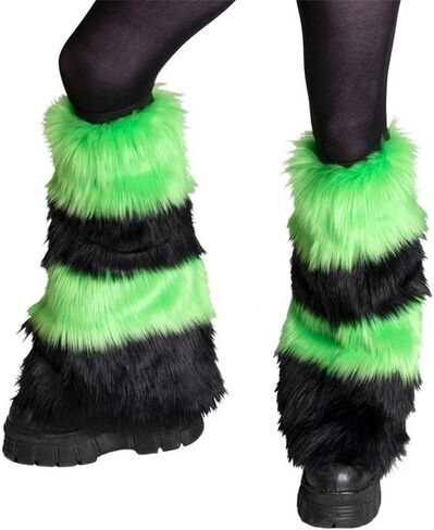 Women Furry Leg Warmers Colorful Neon Rave Fluffy Fur Leg Sleeve 80s التسعينات من القرن الماضي in Kuwait