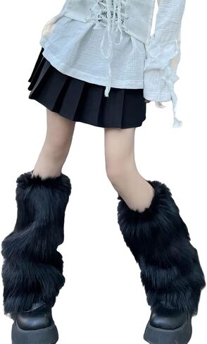 Women Furry Leg Warmers Colorful Neon Rave Fluffy Fur Leg Sleeve 80s التسعينات من القرن الماضي in Kuwait