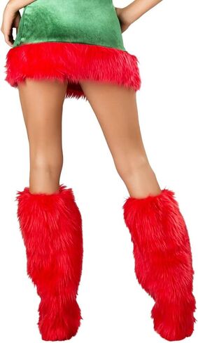 Womens Fluffy Faux Fur Leg Warmers Winter Furry Leg Warmers Long Boots Cuffs Covers Holiday Festival Party Accessory in Saudi Arabia