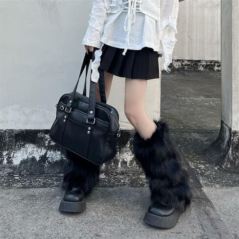 Women Furry Leg Warmers Colorful Neon Rave Fluffy Fur Leg Sleeve 80s التسعينات من القرن الماضي in Kuwait