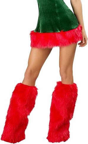 Womens Fluffy Faux Fur Leg Warmers Winter Furry Leg Warmers Long Boots Cuffs Covers Holiday Festival Party Accessory in Saudi Arabia