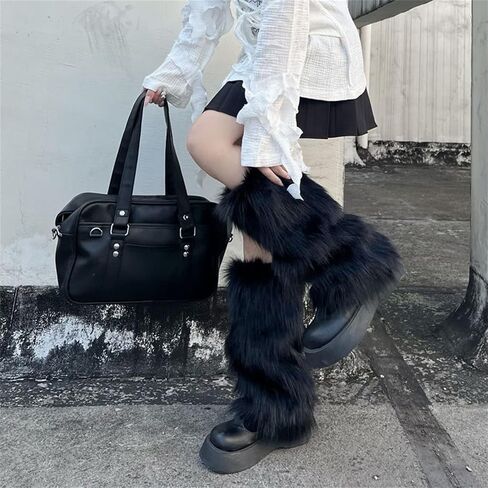 Women Furry Leg Warmers Colorful Neon Rave Fluffy Fur Leg Sleeve 80s التسعينات من القرن الماضي in Kuwait