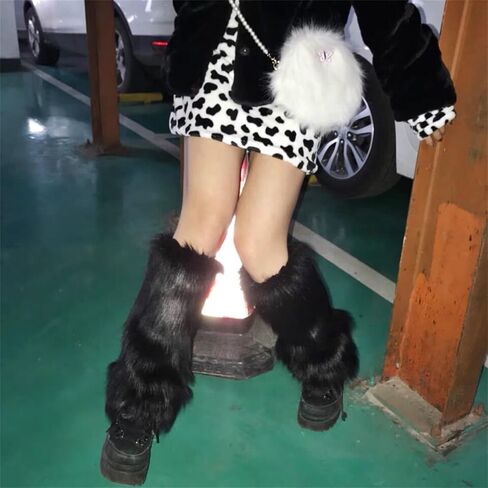 Women Furry Leg Warmers Colorful Neon Rave Fluffy Fur Leg Sleeve 80s التسعينات من القرن الماضي in Kuwait