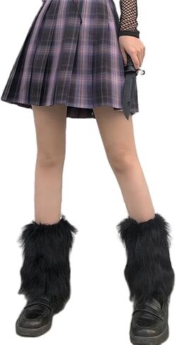 Women Furry Leg Warmers Colorful Neon Rave Fluffy Fur Leg Sleeve 80s التسعينات من القرن الماضي in Kuwait