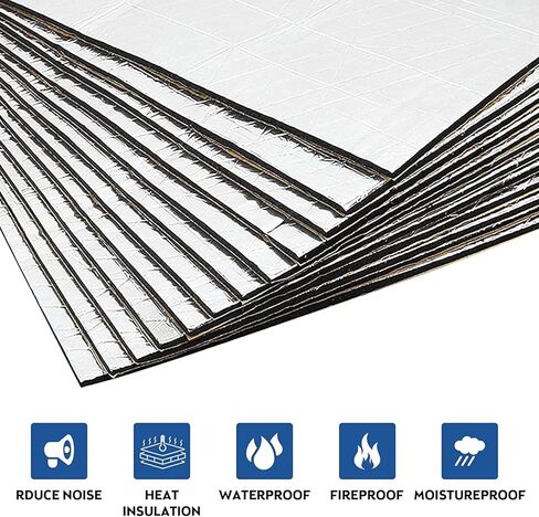 شرق الغابة 276mil 15.7'x9.8 '' الألومنيوم رقائق الحرارة درع حصيرة 21.53 قدم مربع الصوت المميت ضوضاء الحصير وعزل الحرارة مقاومة للماء لباب محرك السيارة ، وفات الصوت للسيارات الأسود in Kuwait
