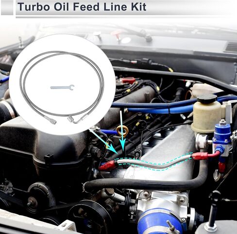 AN3 Turbo Oil Feed Line Kit 60" Pressure Remote Turbocharger Oil Drain Return Line with Adapter,Wrench 1 Set in Saudi Arabia