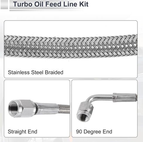 AN3 Turbo Oil Feed Line Kit 60" Pressure Remote Turbocharger Oil Drain Return Line with Adapter,Wrench 1 Set in Saudi Arabia