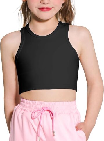 Girls Sports Bra Athletic Training Tank Tops Sleeveless Racerback Crop Tops for Kids Teens 5-12Y in Saudi Arabia