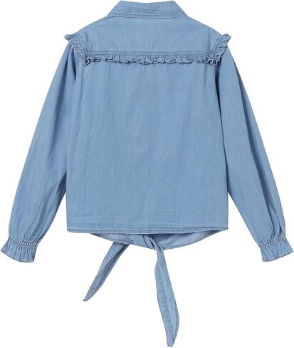 Littlespring Girls Button Down Denim Shirt with tie Bront in Saudi Arabia
