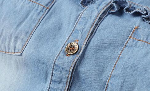 Littlespring Girls Button Down Denim Shirt with tie Bront in Saudi Arabia