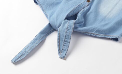 Littlespring Girls Button Down Denim Shirt with tie Bront in Saudi Arabia
