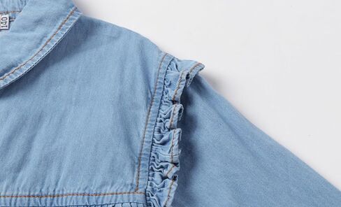 Littlespring Girls Button Down Denim Shirt with tie Bront in Saudi Arabia